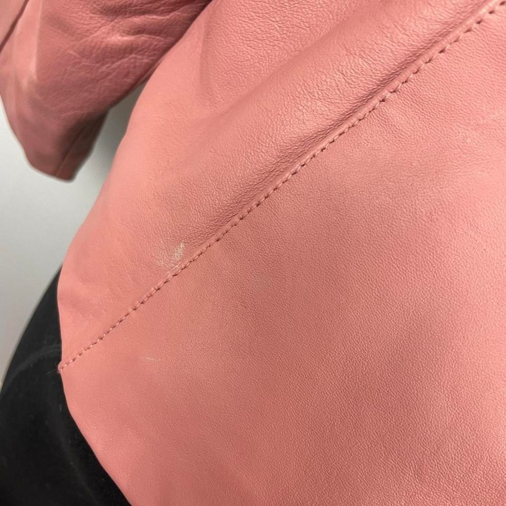 Vintage 90s‎ Y2K Pink Leather Rose Blush Colored Ruched Jacket - Picture 5 of 8